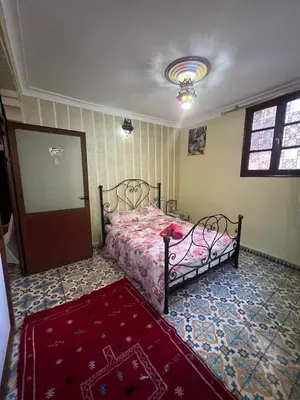 a bedroom with a bed and a red carpet at Appartement Old Medina fes in Fès