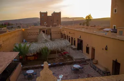 an aerial view of a building in the desert at Riad Du Sud in Tamsahelt