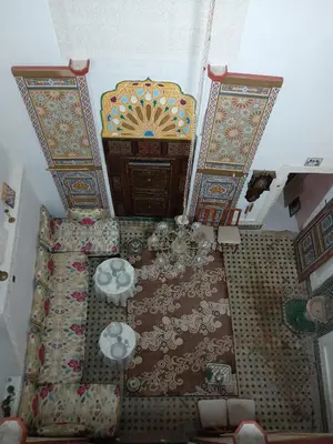 an overhead view of a room with tables and ceilings at Riad Slima Fes in Fès
