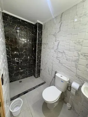 a bathroom with a toilet and a shower and a sink at Home sweet home in Fès