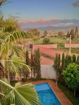 a view of a swimming pool in a yard at Villa Gomez in Sbiti