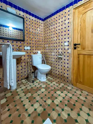 a bathroom with a toilet and a sink at Riad Les Émeraudes De Fes in Fès