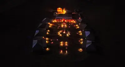an overhead view of a boat with lights on it at Luxury Stars Camp in Merzouga