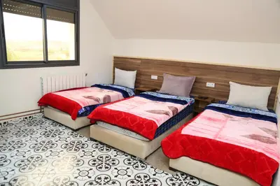 a bedroom with three beds in a room at Gite Atlas Tigrigra