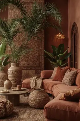 a living room with two couches and a table at Riad hibat fes in Fès