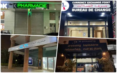 a collage of four pictures of a building at Sunny get away in Agadir, Balcony and View in Oulad Akkou