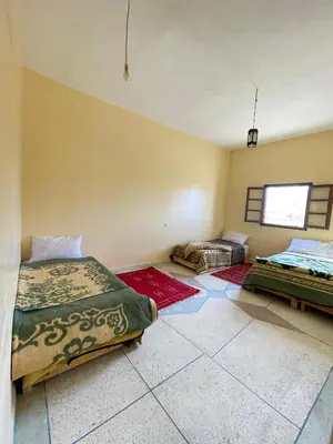 a bedroom with two beds and a window at Sahara desert Maison in Merzouga