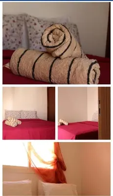 a collage of two pictures of a bed with a blanket at Apartment in Agadir in Oulad Akkou