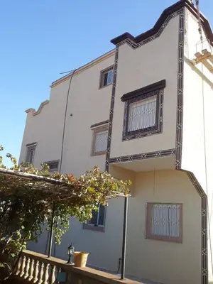 a tall white building with windows on the side of it at maison marocaine atlas in Tinerhir