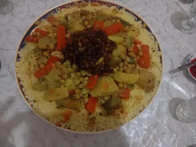a bowl of rice with beans and vegetables at dar andalosse fes in Fès