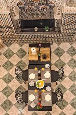 an overhead view of a table with food on it at Riad Royal in Meknès