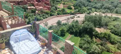 an aerial view of a bath tub on a balcony at Citadelle Gorges in Ait Ben Ali