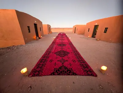 a red carpet in the middle of a street at Sahara Peace in Mhamid