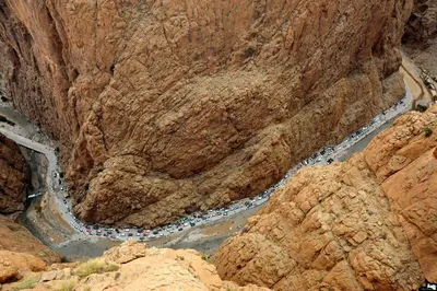an aerial view of a winding mountain road at Dar tiwira in Aït Baha