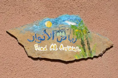 a rock on the wall with a painting on it at Riad Al Anwar in Tinerhir