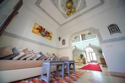 a living room with a couch and a table at Ksar Sultan Dades - Dades Valley Retreat in Boumalne