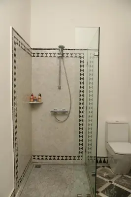a shower in a bathroom with a toilet at Riad Batchisarai in Fès