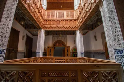 a view from the inside of a building with a balcony at Riad Al Fassia Palace in Fès
