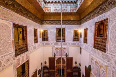 a view of the inside of a building with a ceiling at Riad Ibn Khaldoun in Fès
