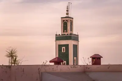 a clock tower on top of a building at Riad Hiba in Meknès
