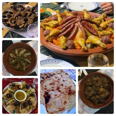 a collage of pictures of different types of food at Riad Menthe Et Citron in Meknès