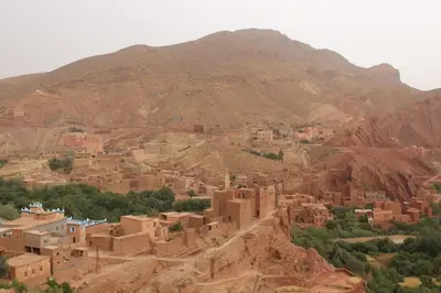a village in the middle of a mountain at Labyrinth Kasbah Dades in Ait Ben Ali