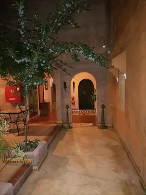 an empty hallway with a tree in a building at Chambre d'hôtes aya in Ouzoud