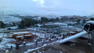 a view of a cemetery covered in snow at Kasbah Izoran in Midelt
