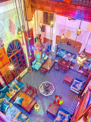an overhead view of a toy room with a toy pool at Riad Verus in Fès