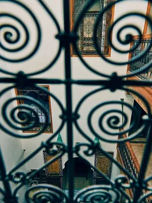 a close up of a wrought iron fence at Dar Saida in Fès