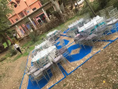 an overhead view of a group of pumping machines at Auberge Toubkal Amsouzart Aitst Idar in Tizgui