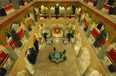 an overhead view of the lobby of a hotel at Palais Riad Reda & Spa in Fès