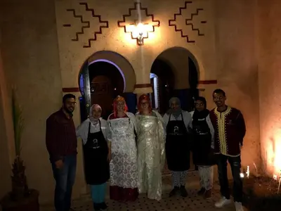 a group of people posing for a picture in a church at Kasbah Rayane Ait Ben Haddou in Aït Ben Haddou