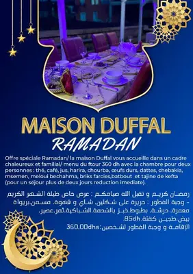a flyer for a malcolm durham dinner party at Maison Duffal in Azrou