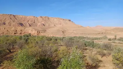 a view of the desert with mountains in the background at Dar Bilal in Aït Ben Haddou