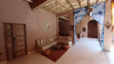 an overhead view of a living room with a couch at Dar Bilal in Aït Ben Haddou