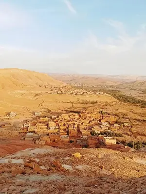 a view of a village in the desert at Kasbah Imini Restaurant & Hotel in Taourirt
