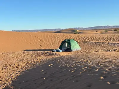a tent in the middle of a desert at Bivouac La Dune Blanche in Mhamid