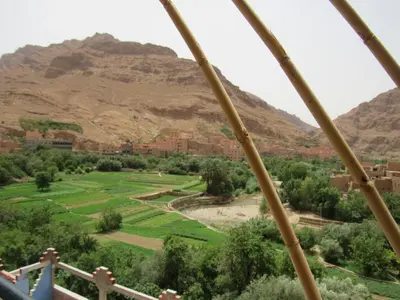 a view of a valley from a mountain at Dounia Hostel in Tinerhir