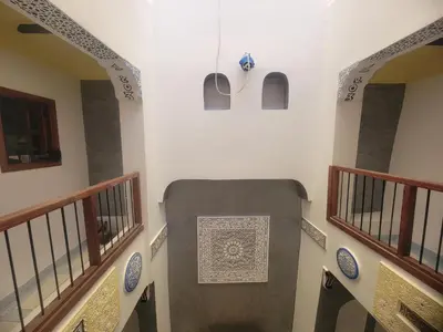 a view of a stairway in a building at Riad Dar Lemdrssa in Fès