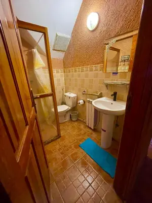 a small bathroom with a sink and a toilet at Ferme D’hôte La Vallée in Azrou