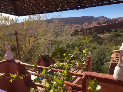 a view of the mountains from the balcony of a house at Kasbah du Peintre in Aït Ben Haddou