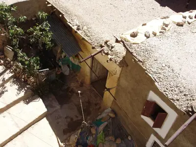 an overhead view of a building with a window at Hotel Ain Leuh in Aïn Leuh