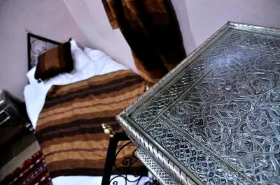 a picture of a bedroom with two beds at Luxury Riad Saad Fes- Apart in Fès
