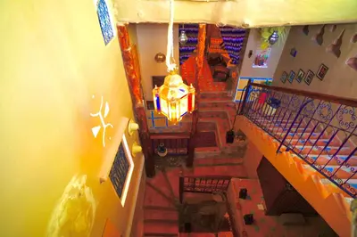 an overhead view of a staircase in a building at Kasbah El Hajja in Aït Ben Haddou