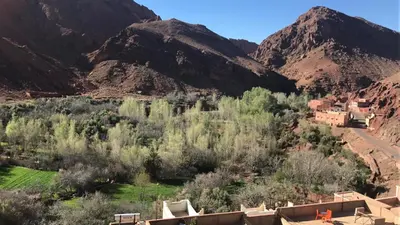 a view of a village in the mountains at Auberge Restaurant Zahra in Boumalne