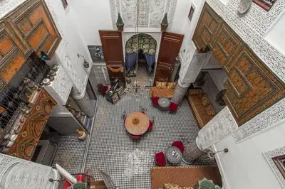 an overhead view of a staircase in a building at Dar Lalla Kenza in Fès