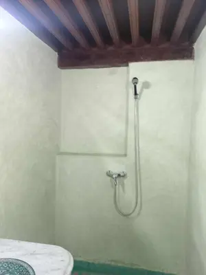 a shower in a corner of a bathroom at Dar Alami Salaj in Fès