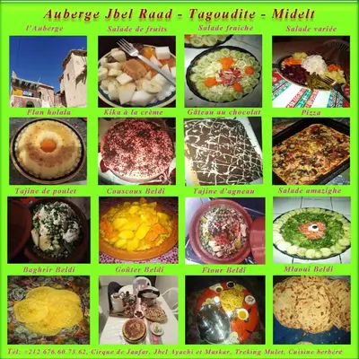 a collage of different pictures of different foods at Auberge Jbel Raids in Tagoudit