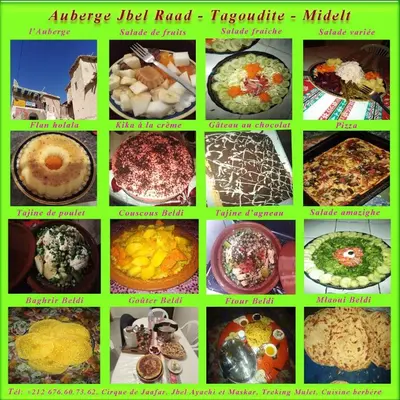 a collage of different pictures of different foods at Auberge Jbel Raids in Tagoudit